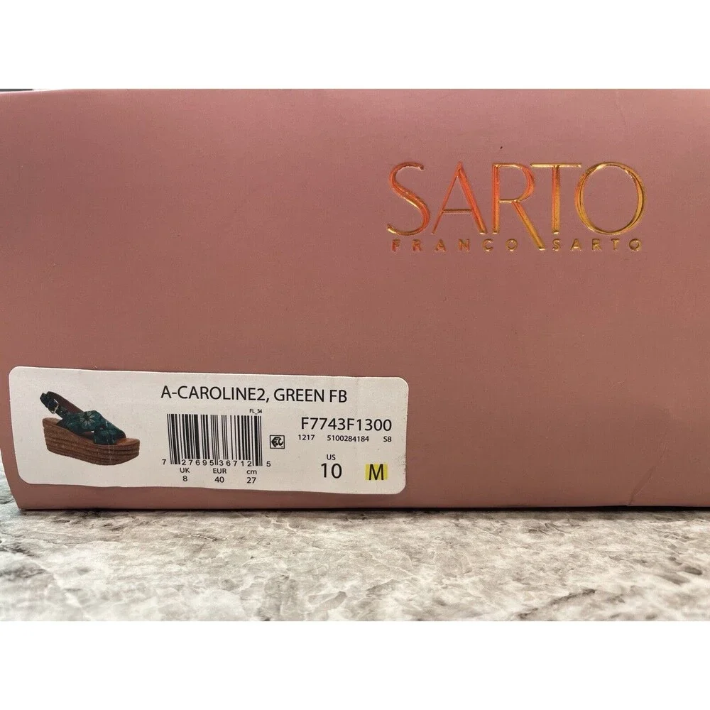 NEW Franco Sarto Caroline 2 Wedge Sandal 10 NIB Green & Black Floral